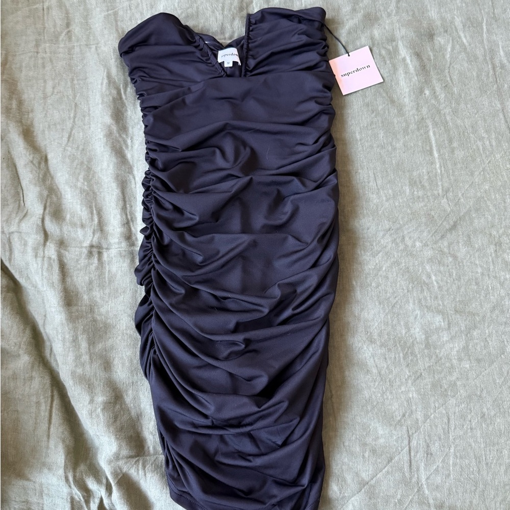 Superdown Black Ruched Dress